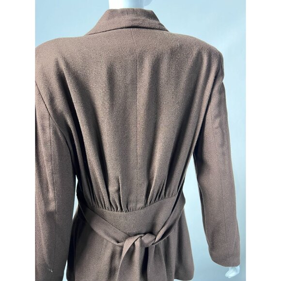 Vintage Express Womens Brown Rayon Blazer Jacket Size 7/8 With Belted Waist & Bu - Picture 7 of 16